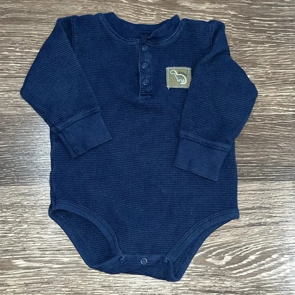 Set of 4 waffle knit long-sleeved onesie and 1 pair of pants